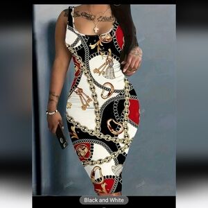 Elegant Chain Print Bodycon Dress
